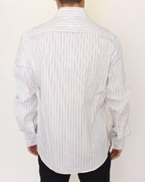 Ermanno Scervino White Black Striped Regular Fit Casual Shirt - Size IT54-XL