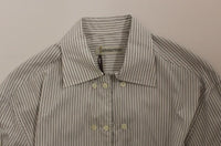 Ermanno Scervino White Gray Striped Regular Fit Casual Shirt - Size IT50-L