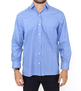 Ermanno Scervino Blue Cotton Dress Classic Fit Shirt - Size IT38-S