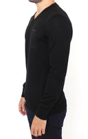 Ermanno Scervino Black Wool Blend V-neck Pullover Sweater - Size IT48-M