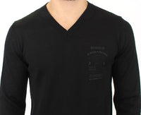 Ermanno Scervino Black Wool Blend V-neck Pullover Sweater - Size IT48-M