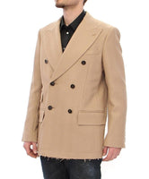 Dolce & Gabbana Beige Double Breasted Coat Jacket - Size IT52-XL