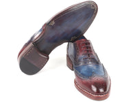 Paul Parkman Goodyear Welted Two Tone Wingtip Oxfords Blue & Bordeaux (ID#27LD77)