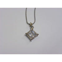 Necklace with pendant and rhinestones - Shape Diamond Shaped