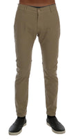 Daniele Alessandrini Beige Cotton Stretch Slim Fit Chinos - Size W30