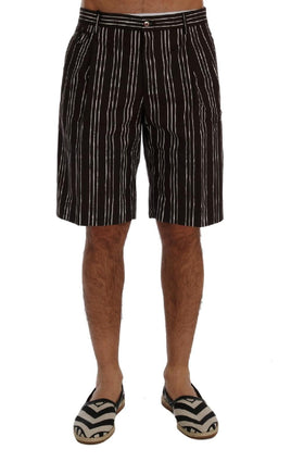 Dolce & Gabbana Bordeaux White Striped Hemp Casual Shorts - Size IT52-XL