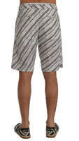 Dolce & Gabbana White Black Striped Casual Shorts - Size IT50-L