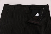 Dolce & Gabbana Brown Striped Cotton Dress Formal Pants - Size IT54-XL