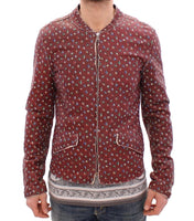 Dolce & Gabbana Bordeaux Leather Boxer Print Jacket Coat - Size IT48-M