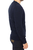 Ermanno Scervino Blue Wool Cashmere Cardigan Pullover Sweater - Size IT54-XL