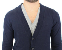 Ermanno Scervino Blue Wool Cashmere Cardigan Pullover Sweater - Size IT54-XL