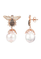 Original Baroque Pearl Honey Bee Drop Earring Rosegold