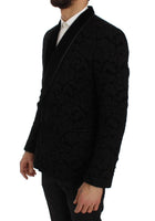 Dolce & Gabbana Black Floral Ricamo Slim Blazer Jacket - Size IT46-S