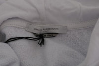 Daniele Alessandrini White Pullover Hodded Cotton Sweater - Size M