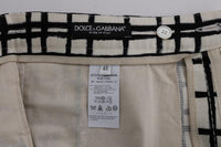 Dolce & Gabbana White Black Striped Casual Shorts - Size IT44-XS