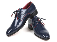 Paul Parkman Medallion Toe Navy Derby Shoes (ID#57RG27)