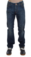 ACHT Blue Wash Cotton Denim Slim Fit Jeans - Size W34