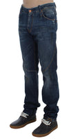 ACHT Blue Wash Cotton Denim Slim Fit Jeans - Size W34