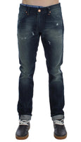 ACHT Blue Wash Cotton Denim Slim Fit Jeans - Size W34