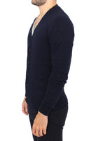 Ermanno Scervino Blue Wool Cashmere Cardigan Pullover Sweater - Size IT52-L