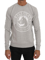 Frankie Morello Gray Cotton Crewneck Pullover Sweater - Size M