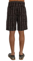 Dolce & Gabbana Bordeaux White Striped Hemp Casual Shorts - Size IT48-M