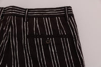 Dolce & Gabbana Bordeaux White Striped Hemp Casual Shorts - Size IT48-M