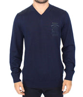 Ermanno Scervino Blue Wool Blend V-neck Pullover Sweater - Size IT48-M