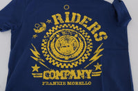 Frankie Morello Blue Cotton RIDERS Crewneck T-Shirt - Size XL