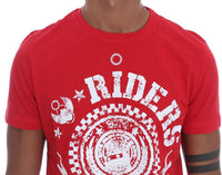 Frankie Morello Red Cotton RIDERS Crewneck T-Shirt - Size S