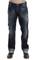 ACHT Blue Cotton Regular Straight Fit Jeans - Size W34