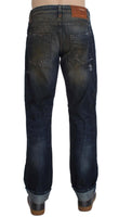 ACHT Blue Wash Cotton Regular Straight Fit Jeans - Size W34