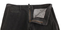 GF Ferre Black Corduroy Cotton Straight Fit Pants - Size IT48-M