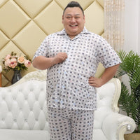 Plus Size Knit Cotton Short Sleeved Trousers Pajamas Sets Men Pyjamas Sleepwear Summer Simple Homewear Pajamas for Male