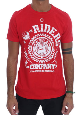 Frankie Morello Red Cotton RIDERS Crewneck T-Shirt - Size XL