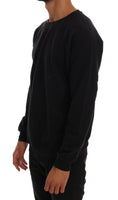 Daniele Alessandrini Black Crewneck Cotton Pullover Sweater - Size L