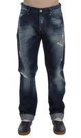 ACHT Blue Wash Cotton Denim Regular Fit Jeans - Size W34