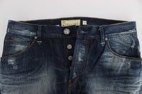 ACHT Blue Wash Cotton Denim Regular Fit Jeans - Size W34