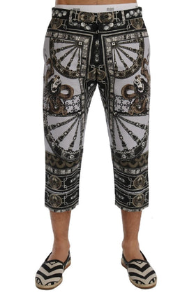 Dolce & Gabbana Multicolor Dragon Print Capri Pants - Size IT48-M