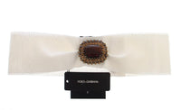 Dolce & Gabbana White Crystal Brass Wide Waist Runway Belt - Size IT44-L