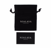 Nialaya Black Crystal 925 Silver Bangle Bracelet - Size M