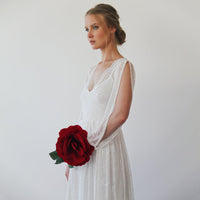 BLUSHFASHION - Original Bishop With a Slit Sleeves Ivory Wedding Dress #1260