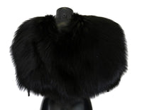 Dolce & Gabbana Black Silver Fox Fur Scarf - Size M