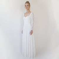 BLUSHFASHION - Original Ivory Sweetheart Lace Wedding Dress With Long Sleeves #1361