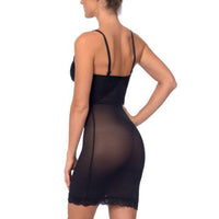 BODY BEAUTIFUL SHAPEWEAR - Original Hi Power Mesh Full Body Slip Shaper With Lace Detail at Bust Black