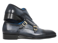 Paul Parkman Captoe Double Monkstraps Navy (ID#045NVY62)