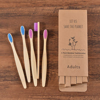 5Pcs Adults Soft Bristles Toothbrush Colorful Dental Eco Friendly Oral Care Bamboo Teeth Brushes Individual Package Toothbrush