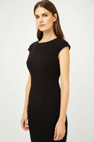 CONQUISTA FASHION - Original Solid Colour Dress With Cap Sleeves Black Color