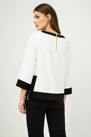 CONQUISTA FASHION - Original Boat Neck Top With Zip Detail IN Black and White