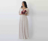 BLUSHFASHION - Original Curvy Ivory Nude Off Shoulder Wedding  Dress #1264